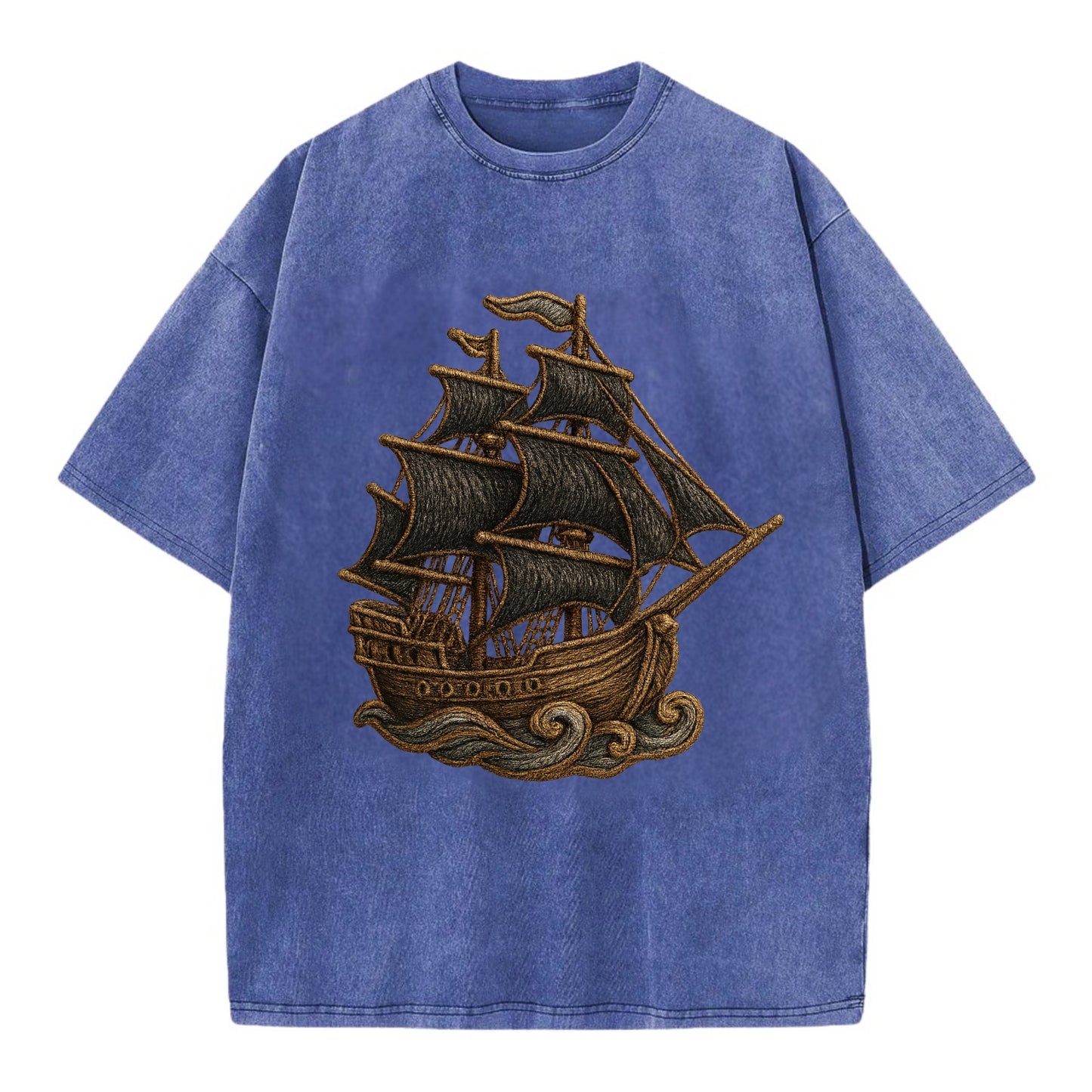 Pirate Ship  - Vintage T-shirt - Blue