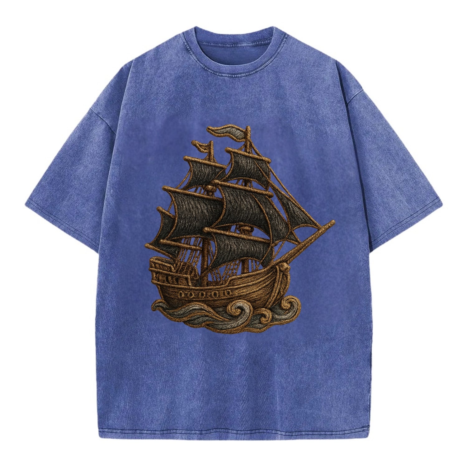 Pirate Ship  - Vintage T-shirt - Blue