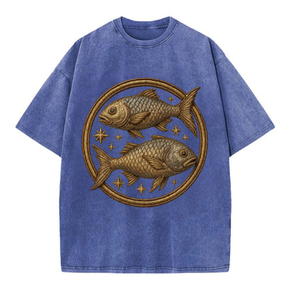 Pisces Fish  - Vintage T-shirt - Blue