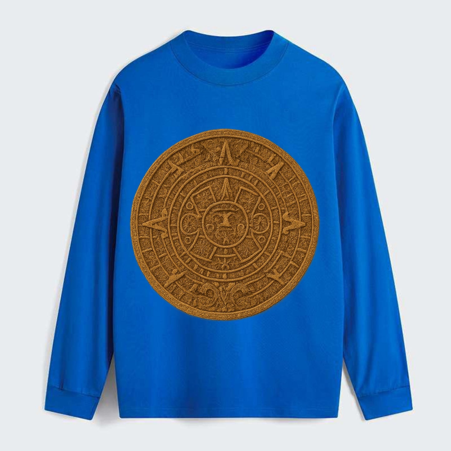 Aztec Calendar  - Classic Long Sleeve Shirt - Blue