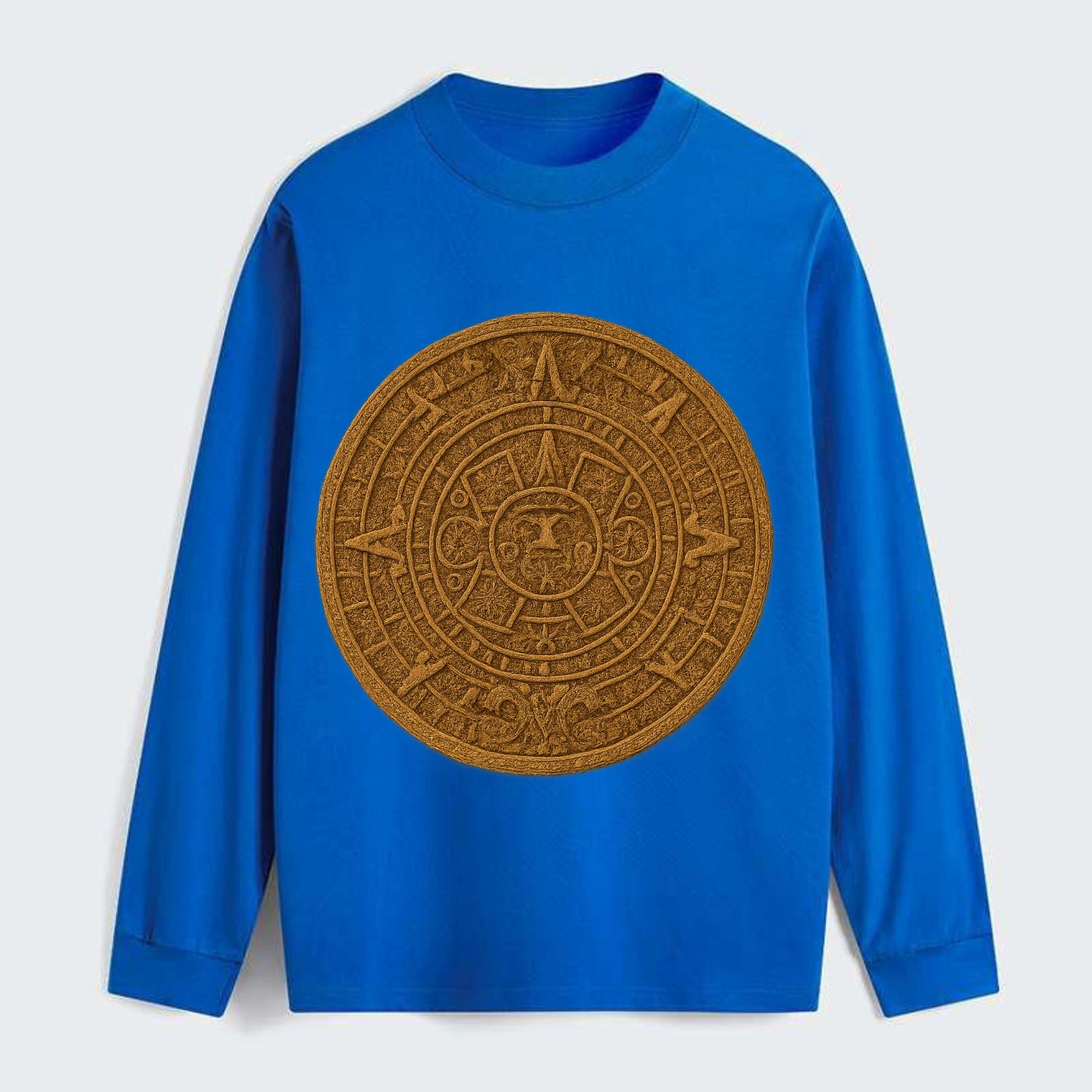Aztec Calendar  - Classic Long Sleeve Shirt - Blue