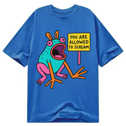 YOU ARE ALLOWED TO SCREAM | Open-mouthed frog mid-scream - Classic T-shirt - Blue