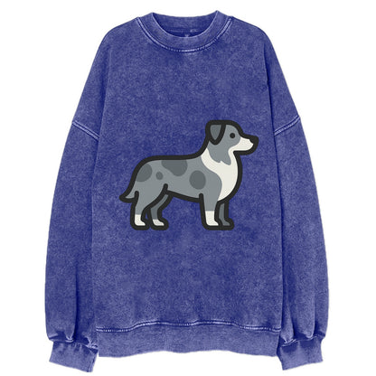 Australian Shepherd - Blue merle flat side profile - Vintage Sweatshirt - Blue