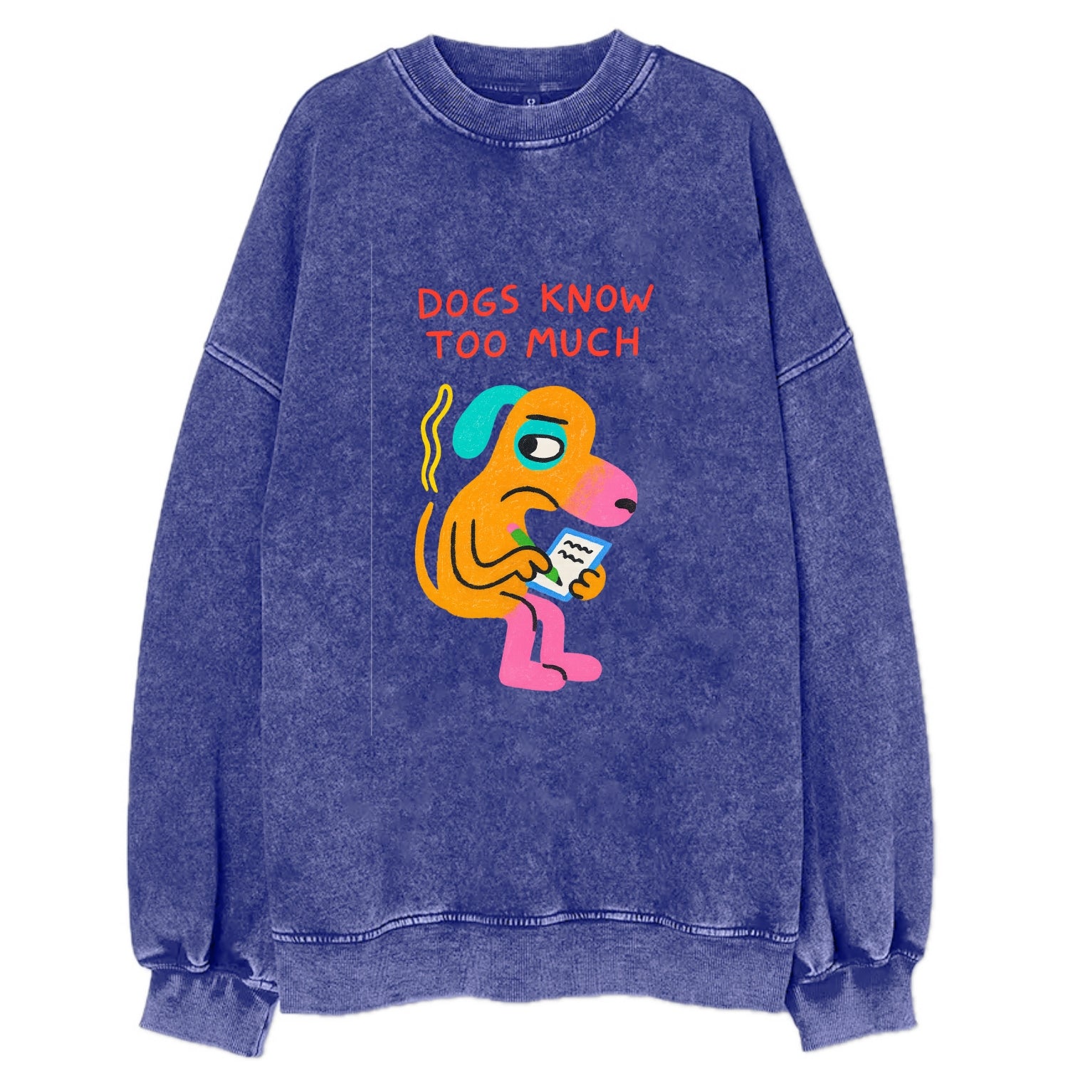 CATS OWN YOU | Cat on throne pointing down - Vintage Sweatshirt - Blue