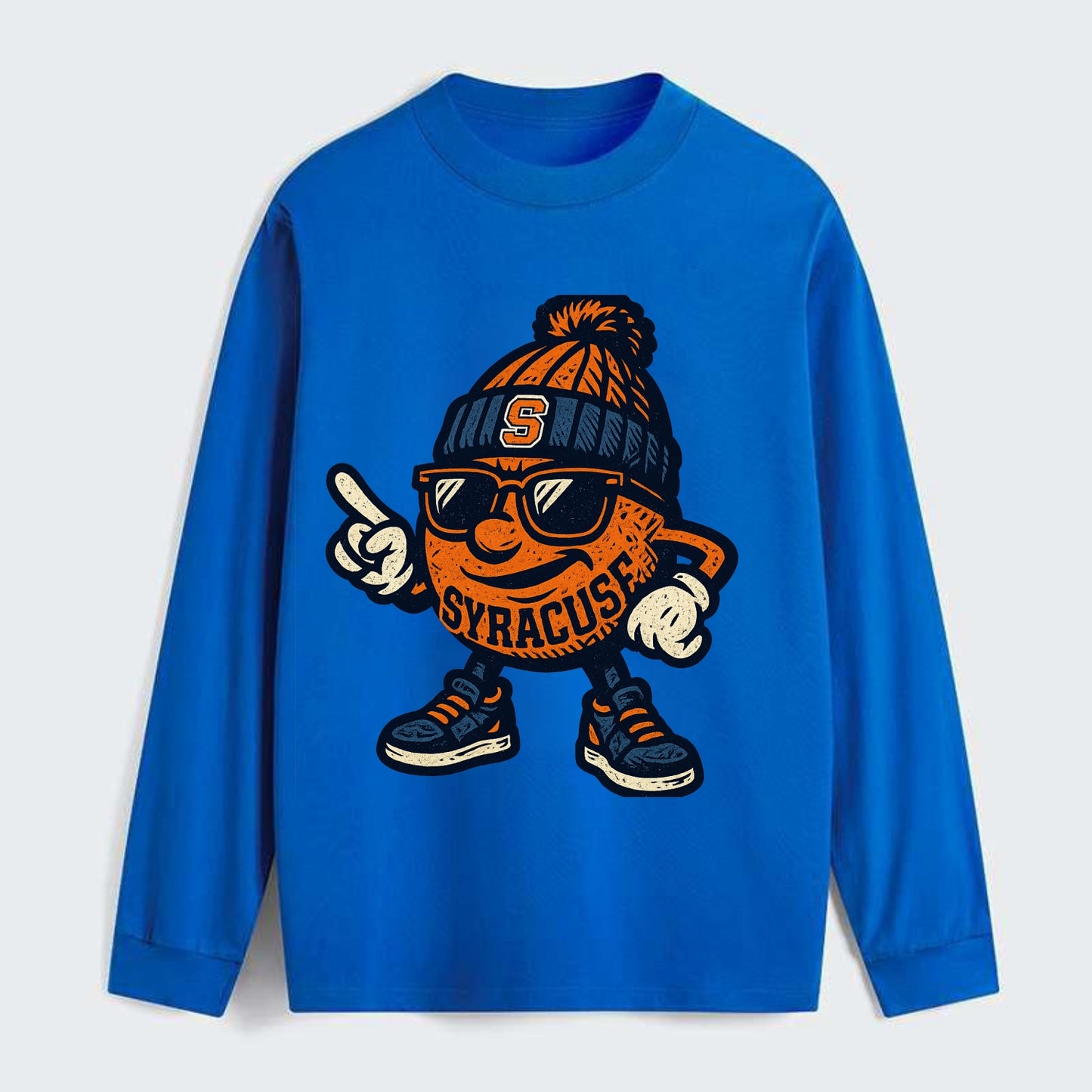 Syracuse Orange wearing Syracuse beanie with S patch - Classic Long Sleeve Shirt - Blue