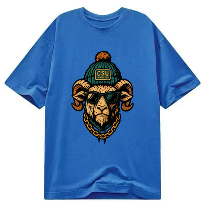 Fort Collins Ram wearing Colorado State beanie with CSU patch - Classic T-shirt - Blue