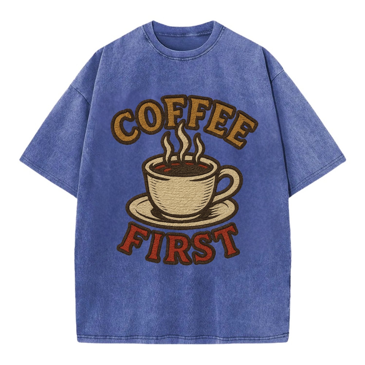 Coffee First  - Vintage T-shirt - Blue