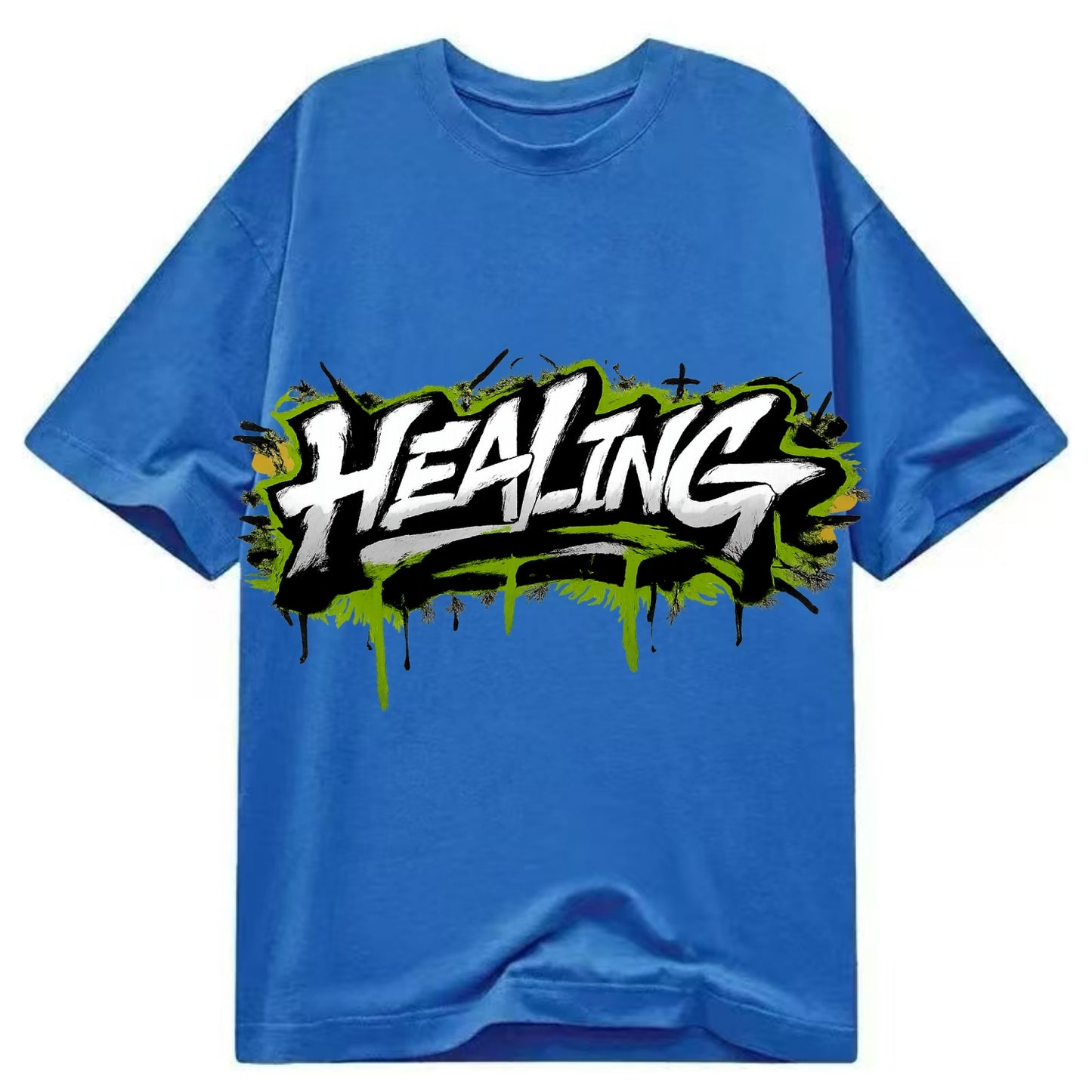 Bold typography design - "HEALING" - in recovery, getting better - Classic T-shirt - Blue