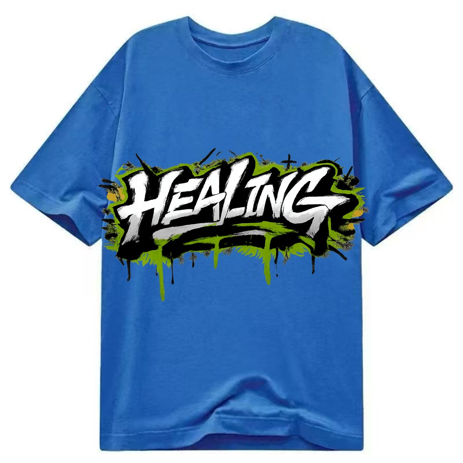 Bold typography design - "HEALING" - in recovery, getting better - Classic T-shirt - Blue