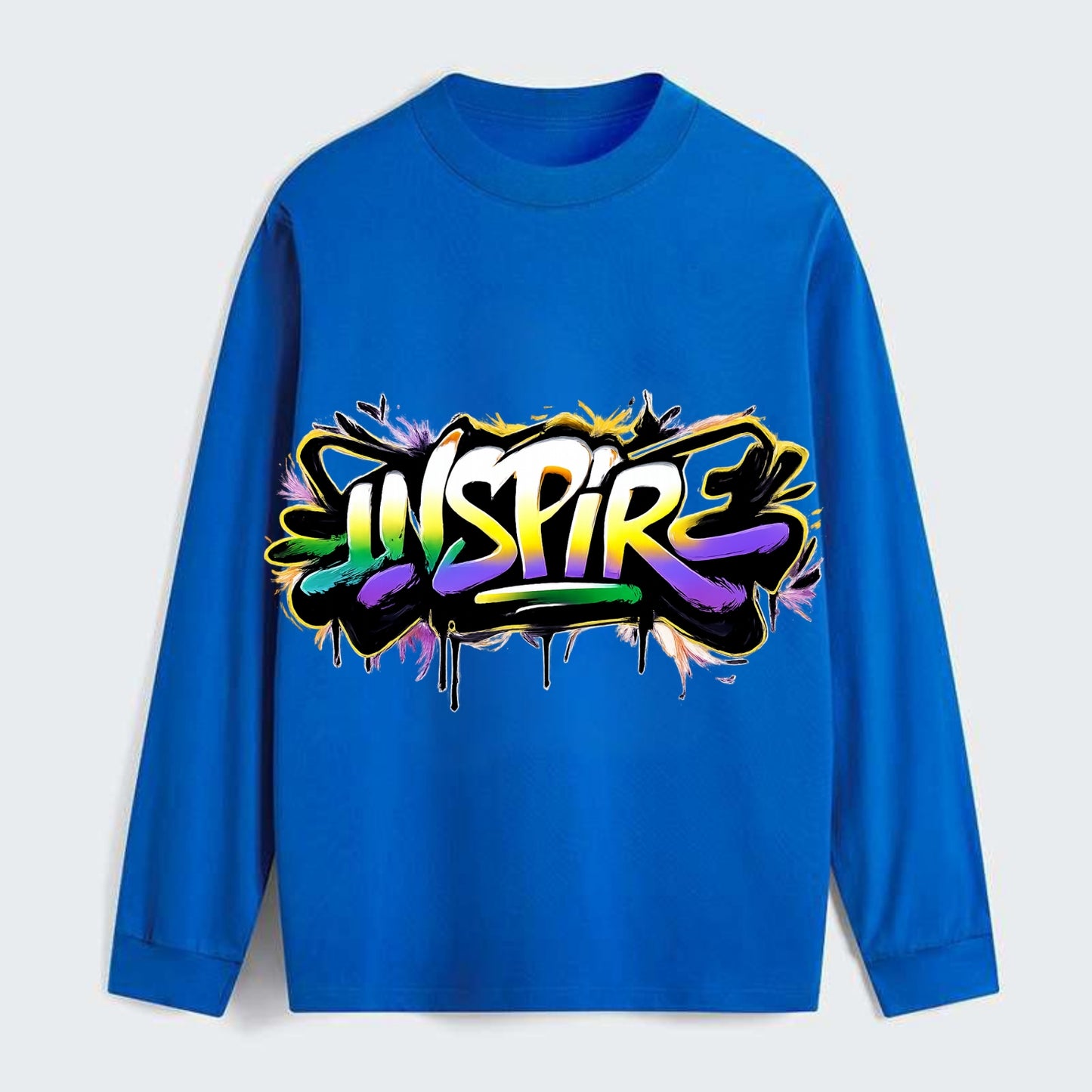 Bold typography design - "INSPIRE" - motivating others, being the spark - Classic Long Sleeve Shirt - Blue
