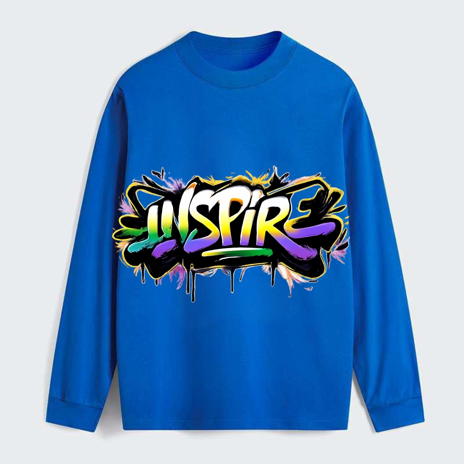 Bold typography design - "INSPIRE" - motivating others, being the spark - Classic Long Sleeve Shirt - Blue