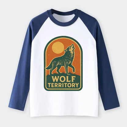 Wolf Territory Marking  - Raglan Long Sleeve T-Shirt - Blue