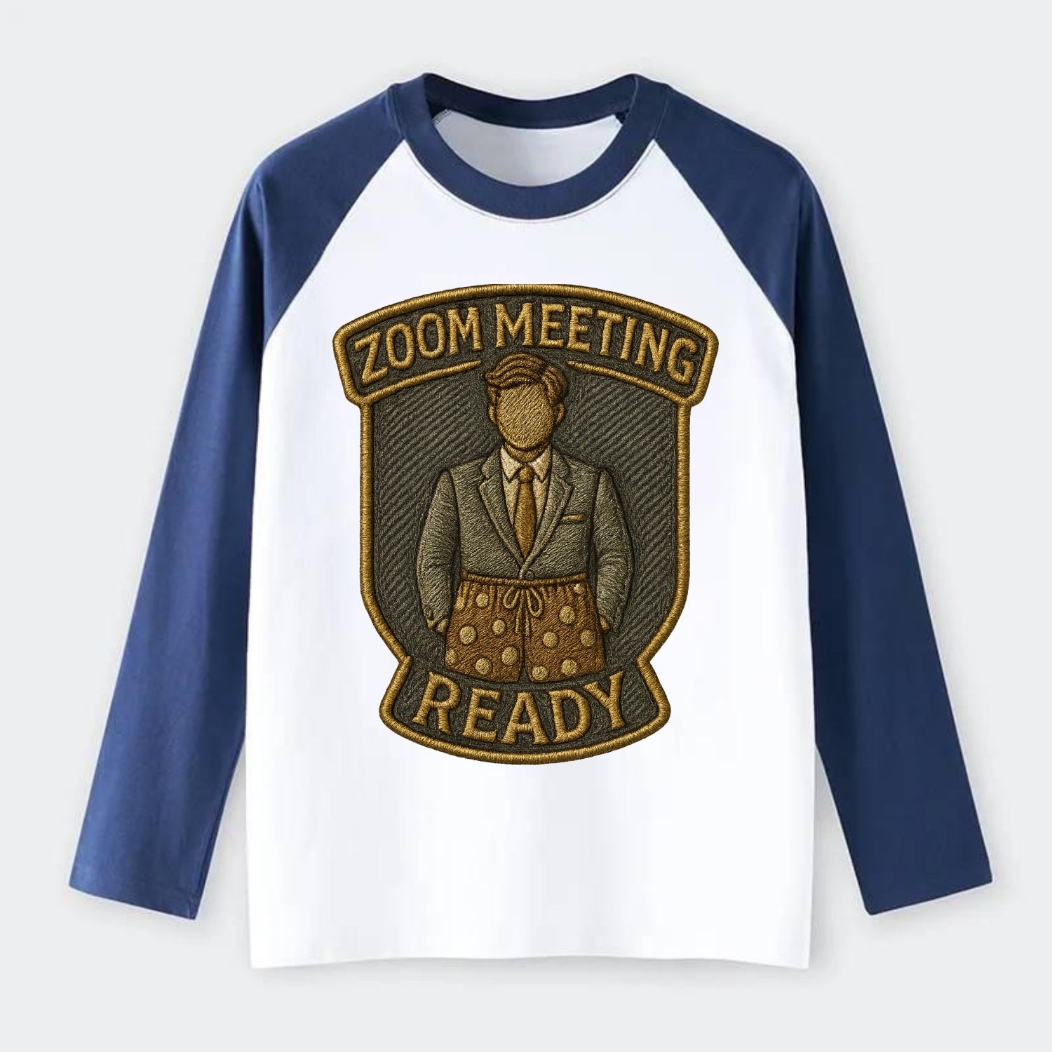 Zoom Meeting Ready  - Raglan Long Sleeve T-Shirt - Blue