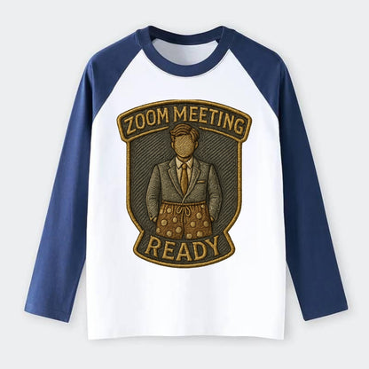 Zoom Meeting Ready  - Raglan Long Sleeve T-Shirt - Blue