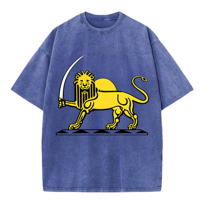 Lion Of The Rising Blade - Vintage T-shirt - Blue