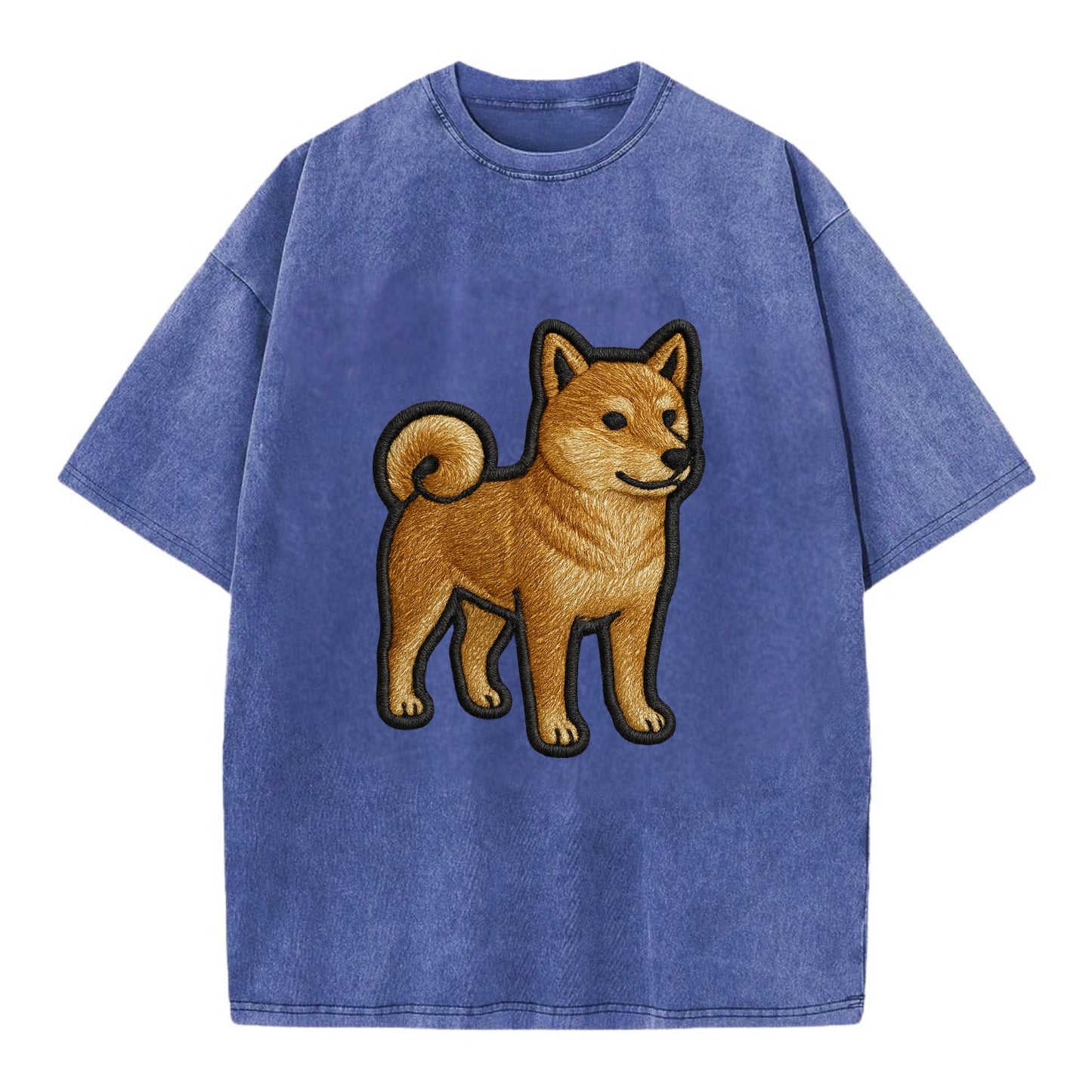 Shiba Inu - Trendy Japanese dog logo wit - Vintage T-shirt - Blue