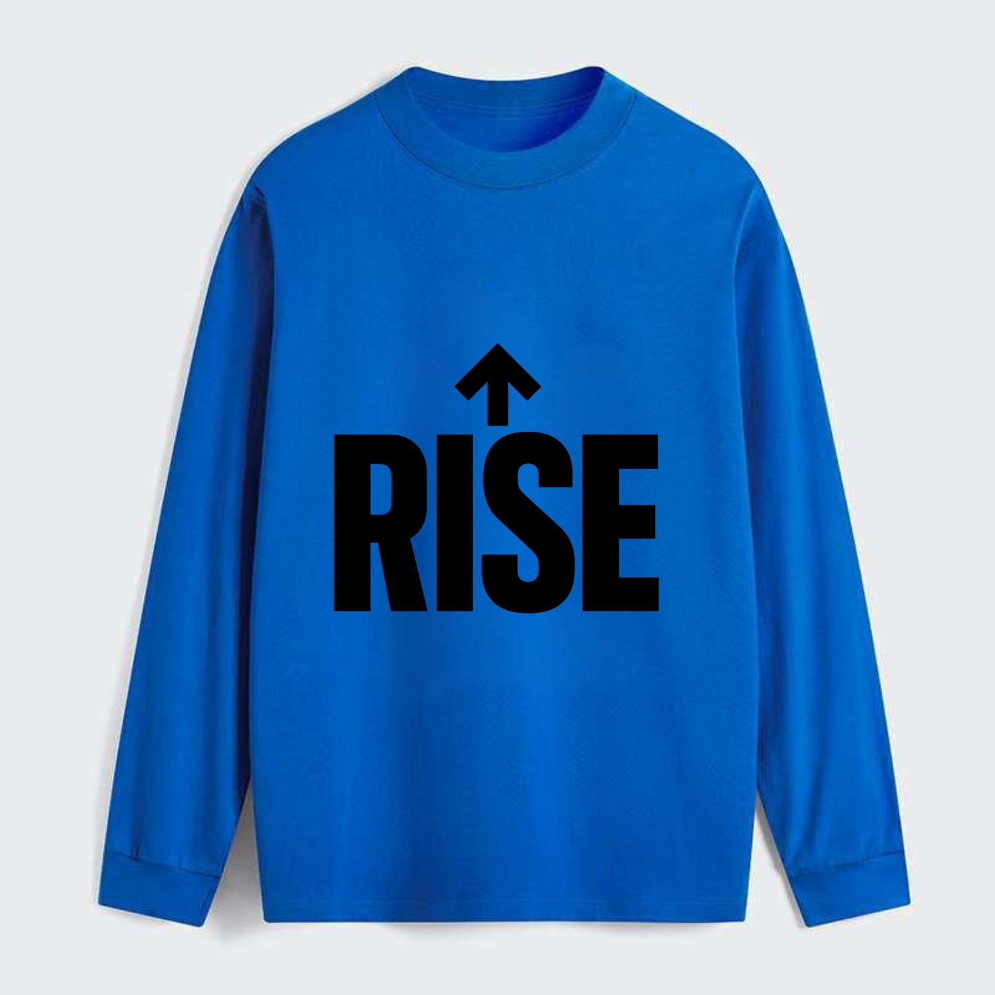 Bold typography design - "RISE" - getting up, ascending, elevating - Classic Long Sleeve Shirt - Blue