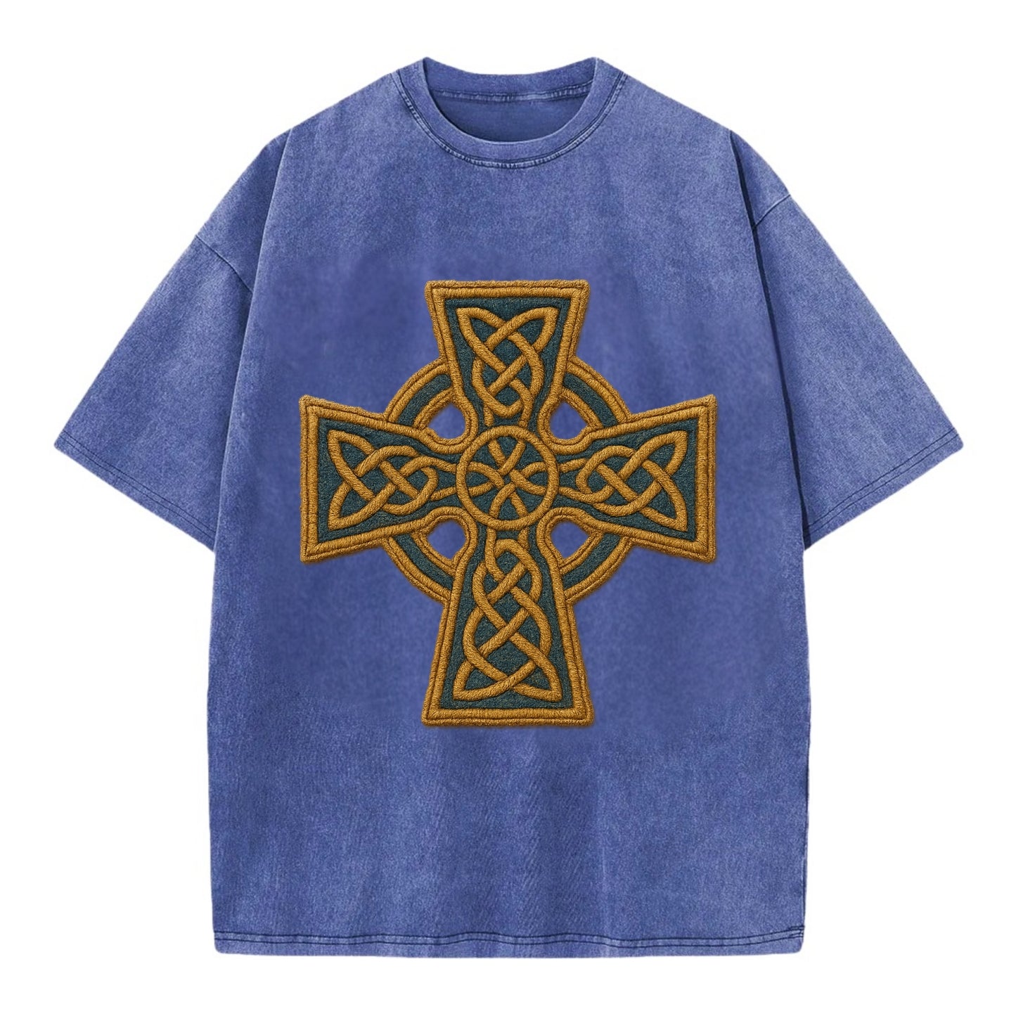 Book Of Kells Cross - Vintage T-shirt - Blue