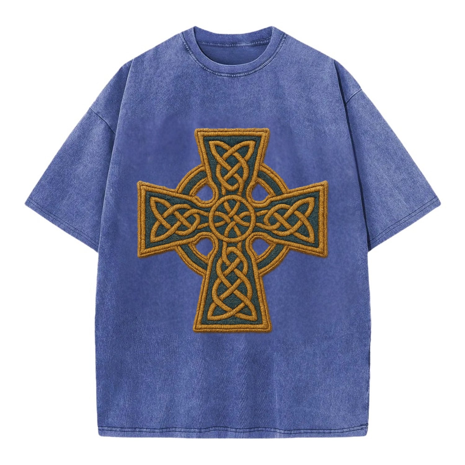 Book Of Kells Cross - Vintage T-shirt - Blue