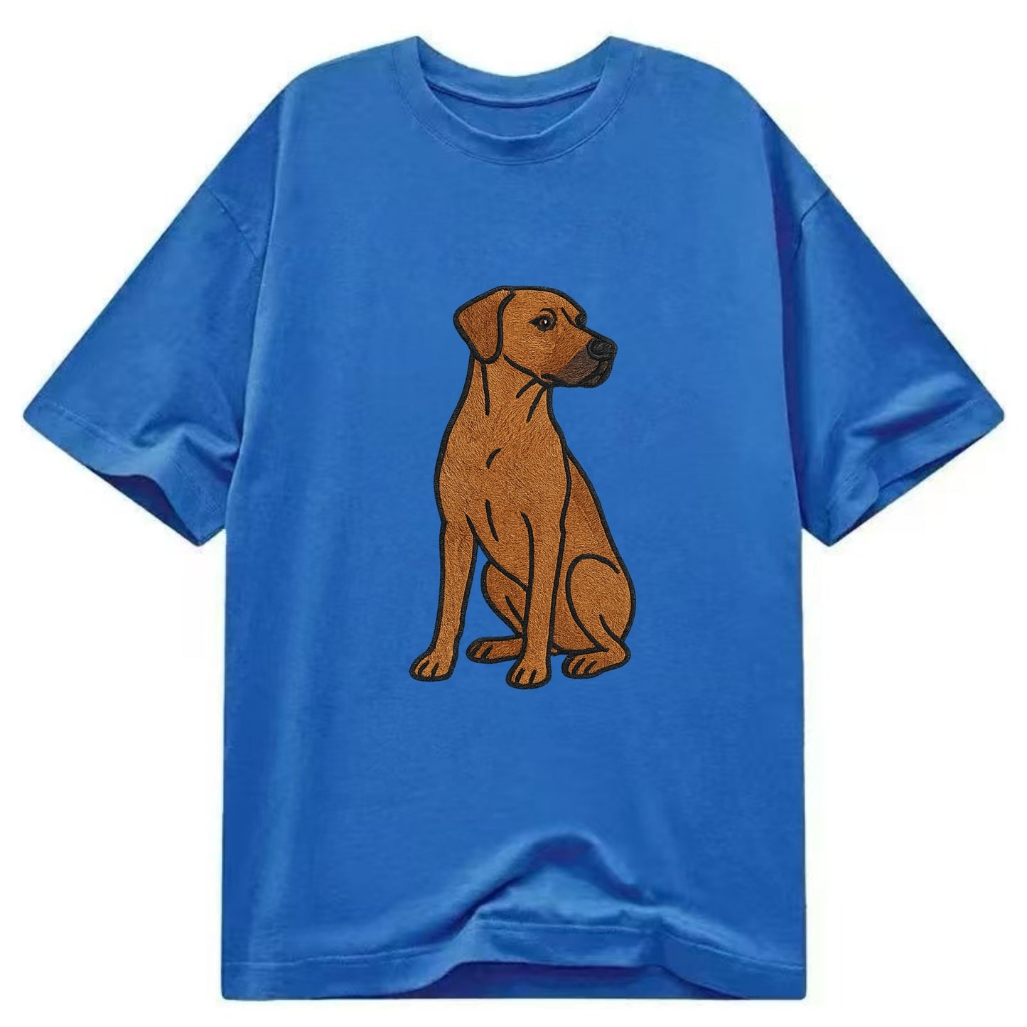Rhodesian Ridgeback - Red wheaten embroidered pose - Classic T-shirt - Blue