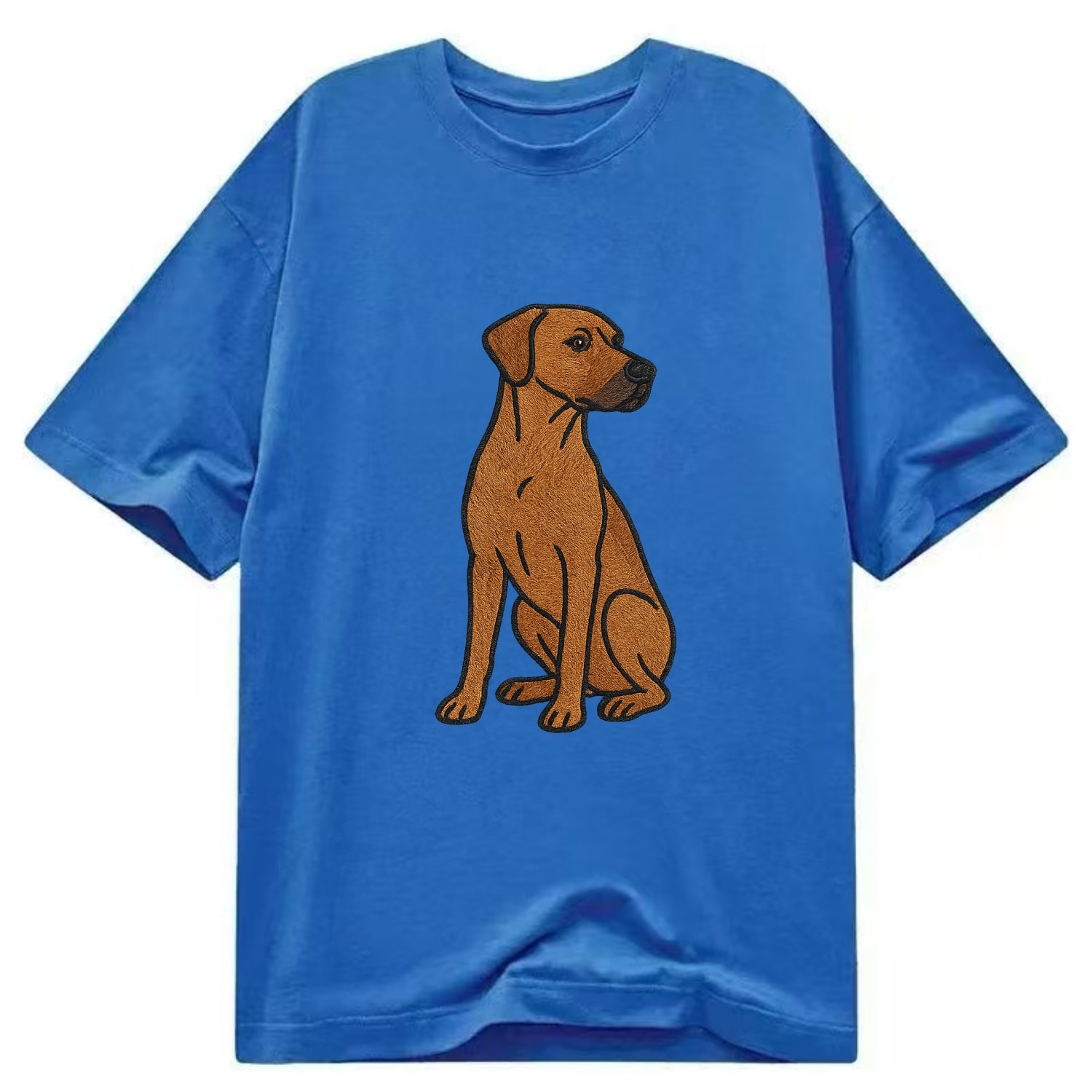 Rhodesian Ridgeback - Red wheaten embroidered pose - Classic T-shirt - Blue