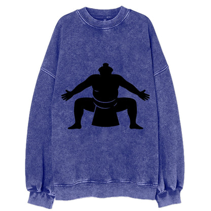 Japanese sumo wrestler ceremonial stance - Vintage Sweatshirt - Blue