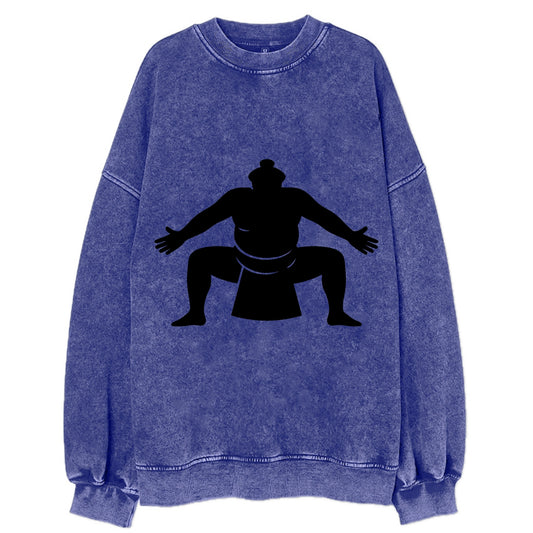Japanese sumo wrestler ceremonial stance - Vintage Sweatshirt - Blue