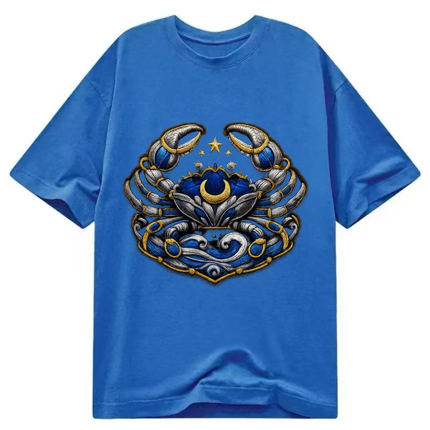 CANCER CRAB - protective crab in silver and blue , water sign - Classic T-shirt - Blue