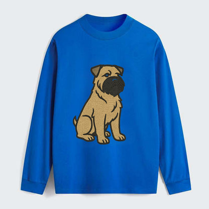 Bouvier des Flandres - Fawn rough coat embroidered design - Classic Long Sleeve Shirt - Blue