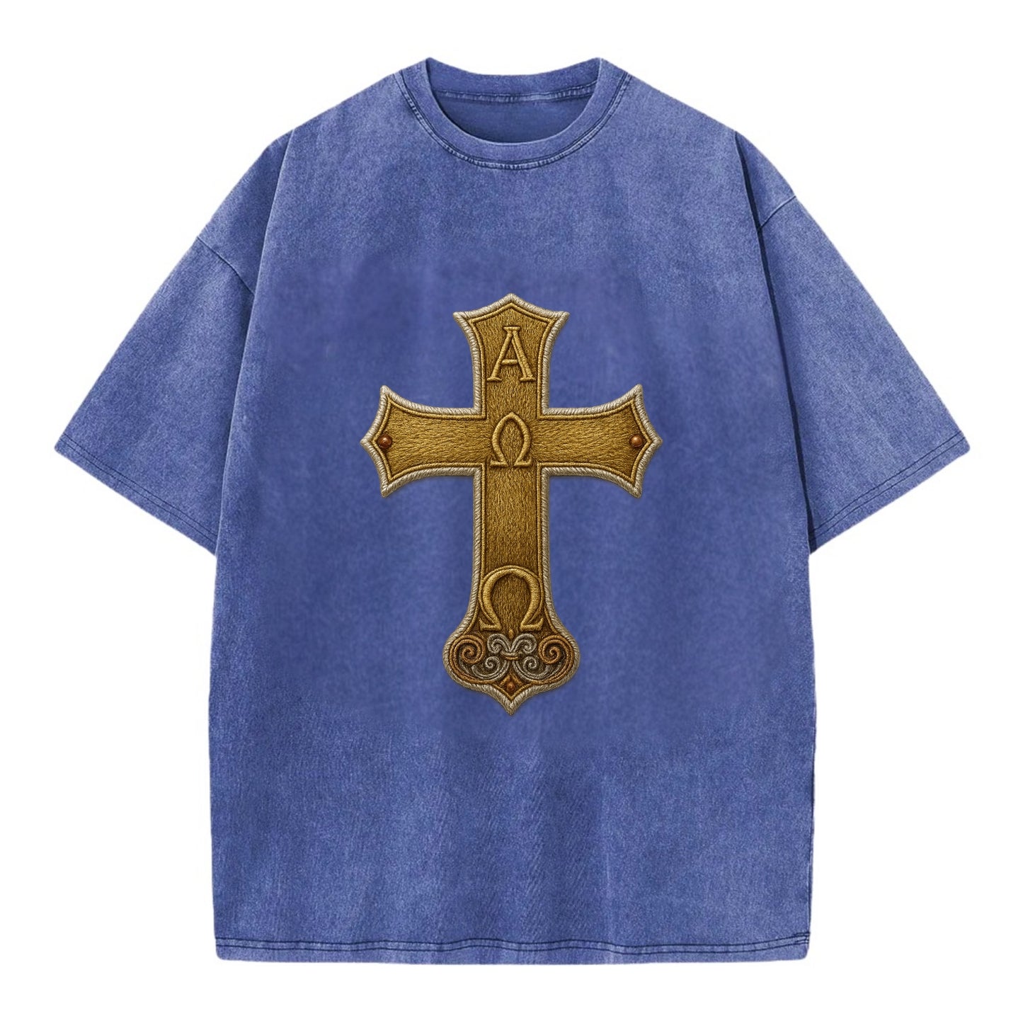 Alpha Omega Cross  - Vintage T-shirt - Blue