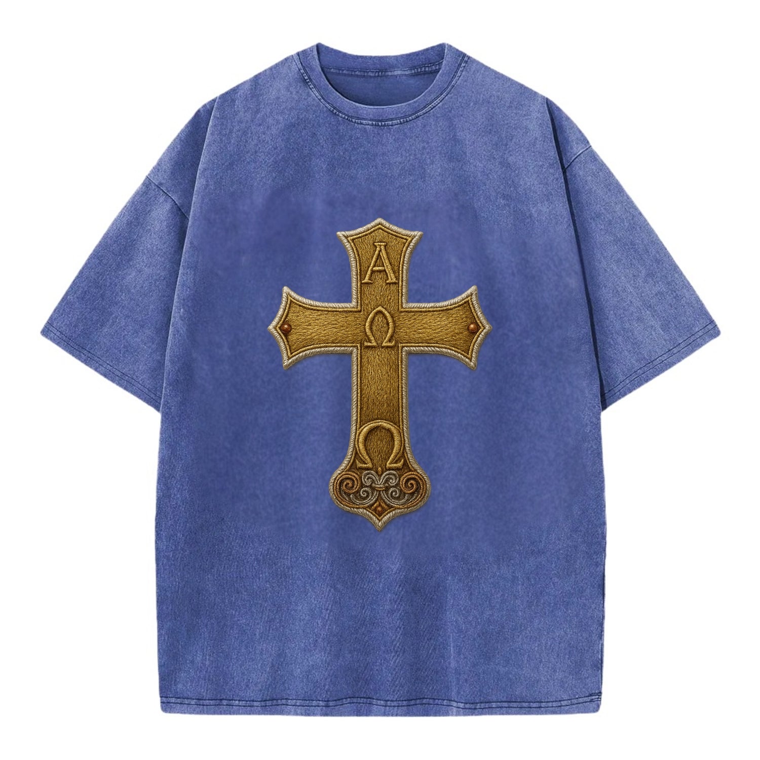 Alpha Omega Cross  - Vintage T-shirt - Blue