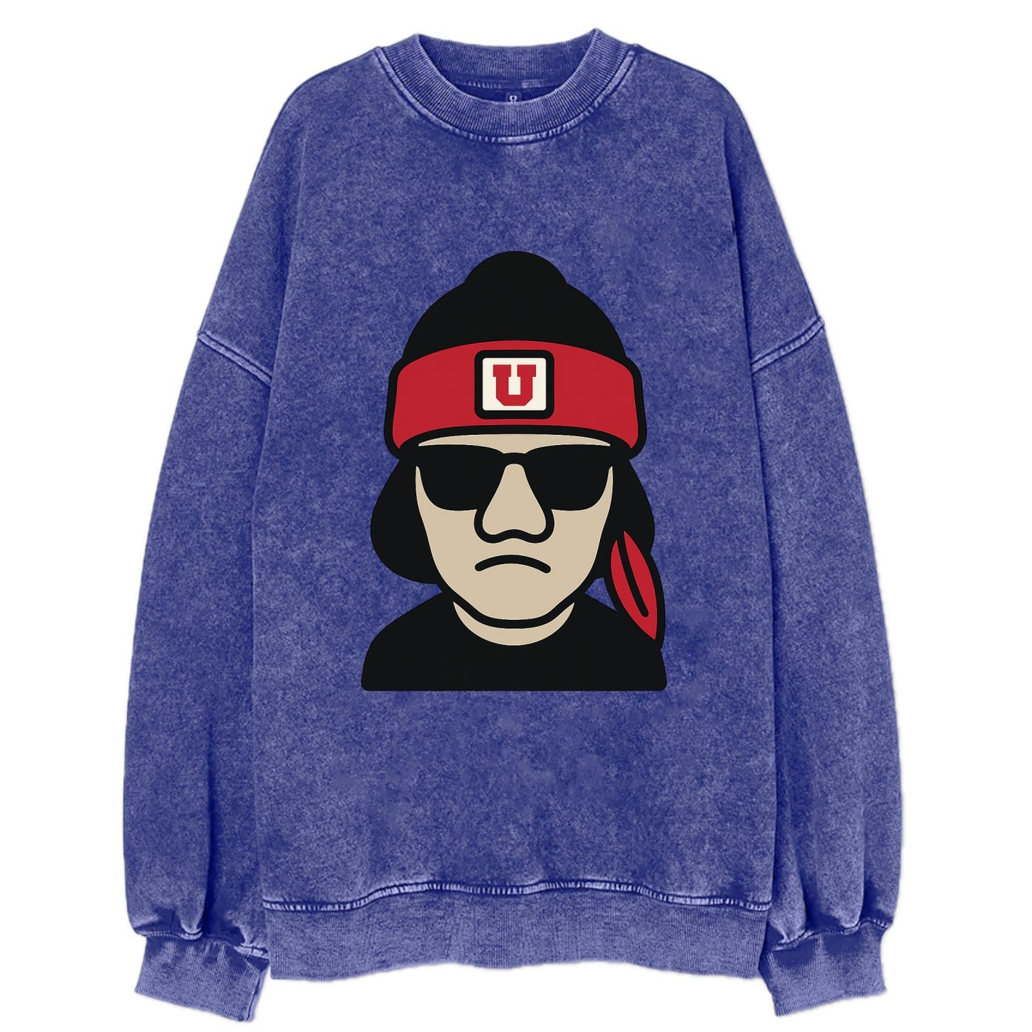 Salt Lake Ute wearing Utah beanie with U patch - Vintage Sweatshirt - Blue
