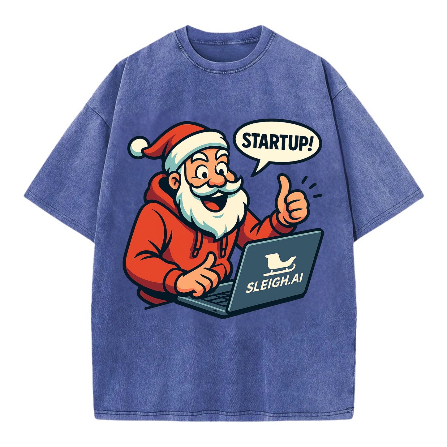 Santa Tech Startup CEO - Vintage T-shirt - Blue