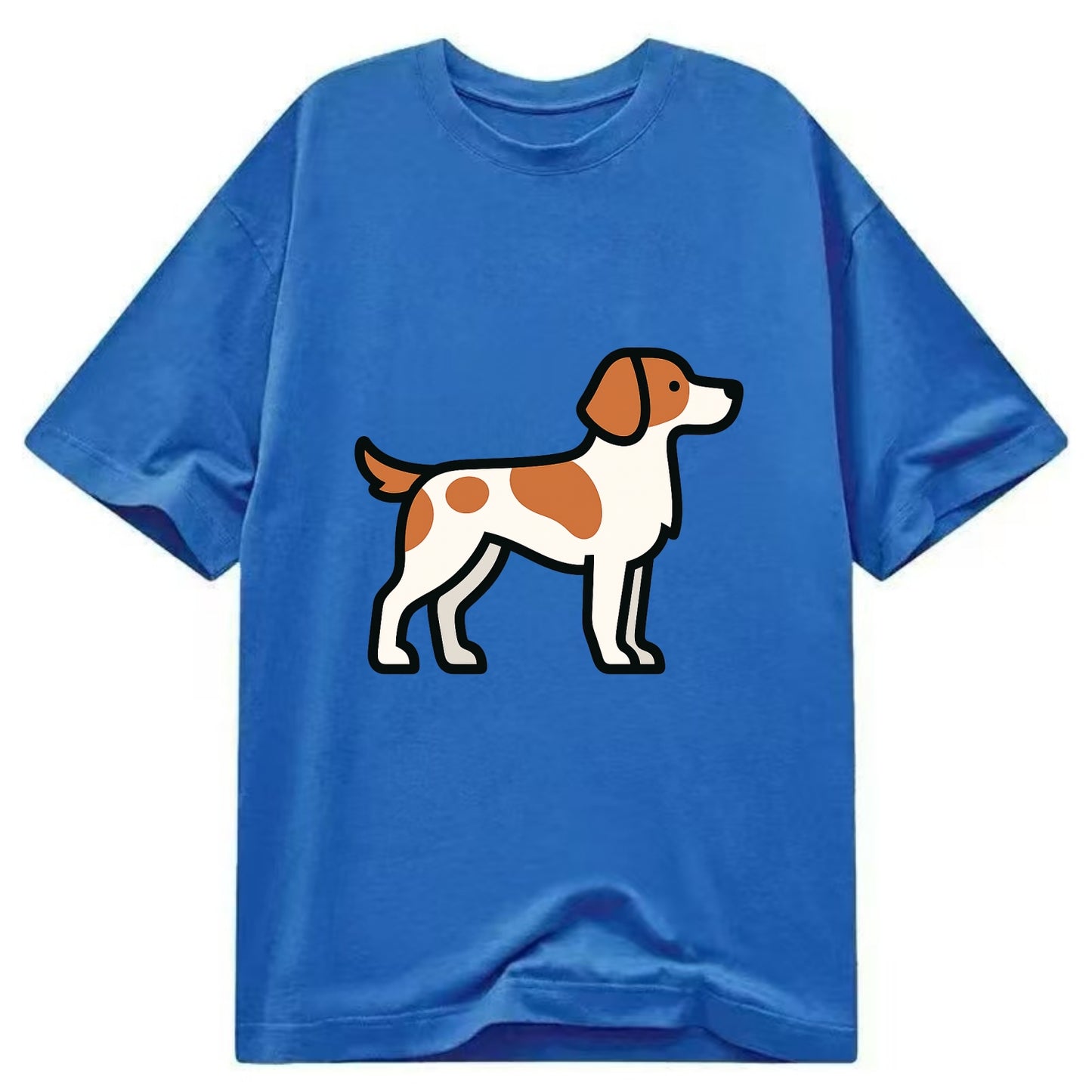 Brittany Spaniel - Orange and white flat side profile - Classic T-shirt - Blue
