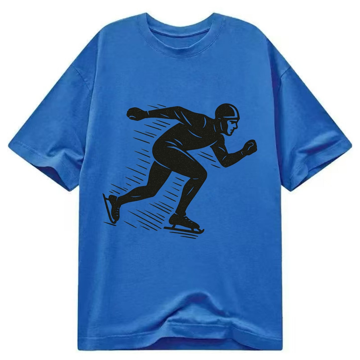 Speed skater in racing crouch - Classic T-shirt - Blue