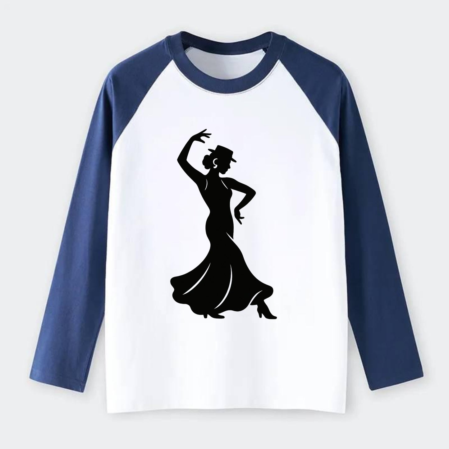 Flamenco dancer passionate stance - Raglan Long Sleeve T-Shirt - Blue