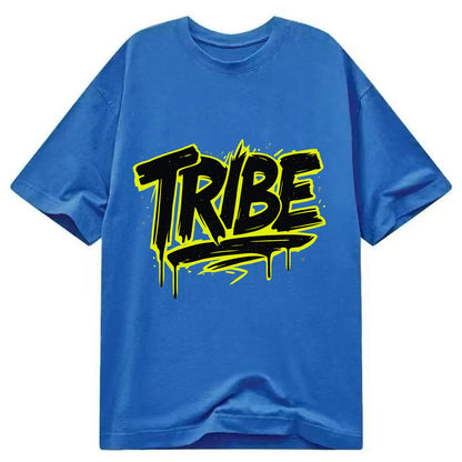 Bold typography design - "TRIBE" - your community, your group - Classic T-shirt - Blue