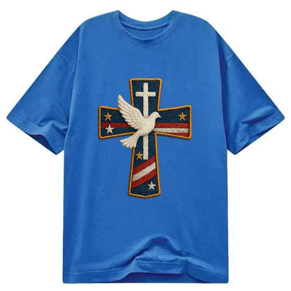 Dove and Cross  - Classic T-shirt - Blue