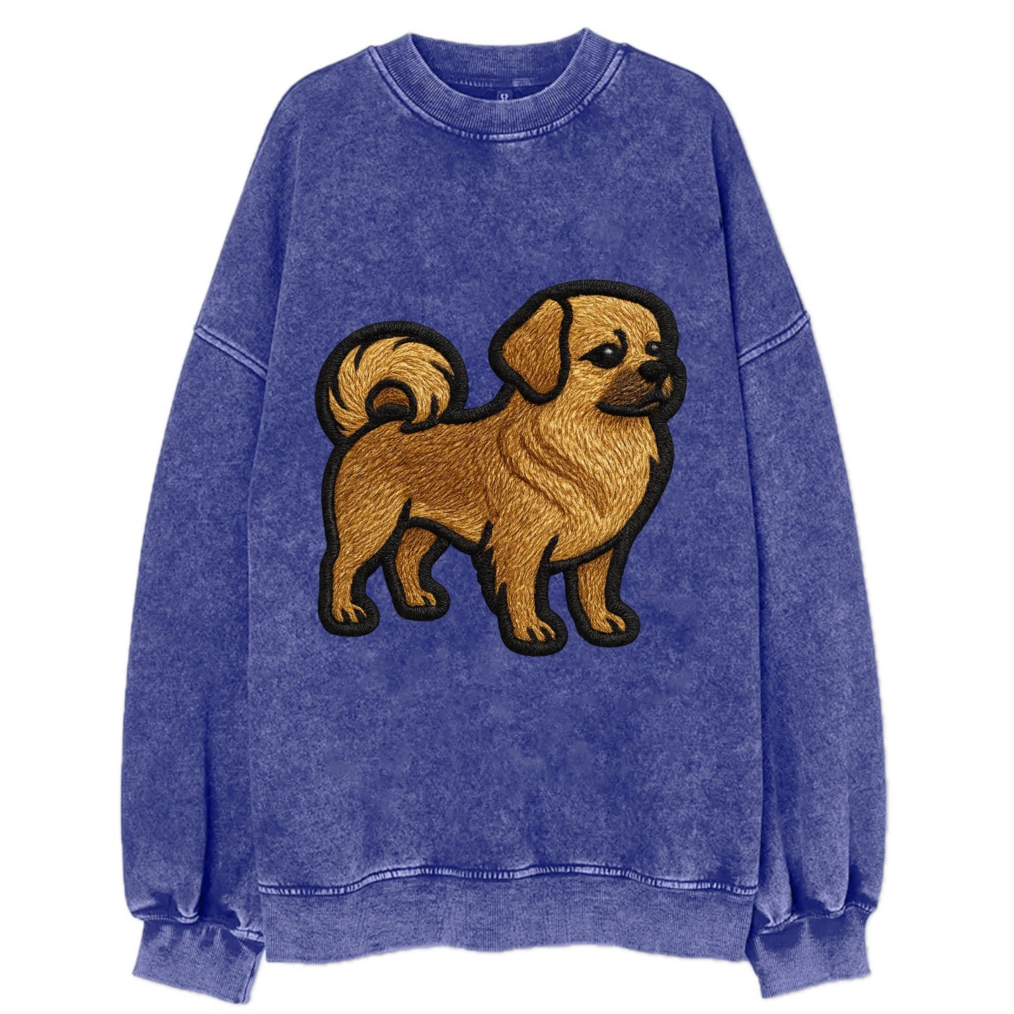 Tibetan Spaniel - Modern Tibetan breed d - Vintage Sweatshirt - Blue