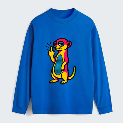 cute meerkat standing guard on hind legs, one front paw raised in sassy - Classic Long Sleeve Shirt - Blue