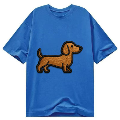 Dachshund - Modern elongated silhouette - Classic T-shirt - Blue