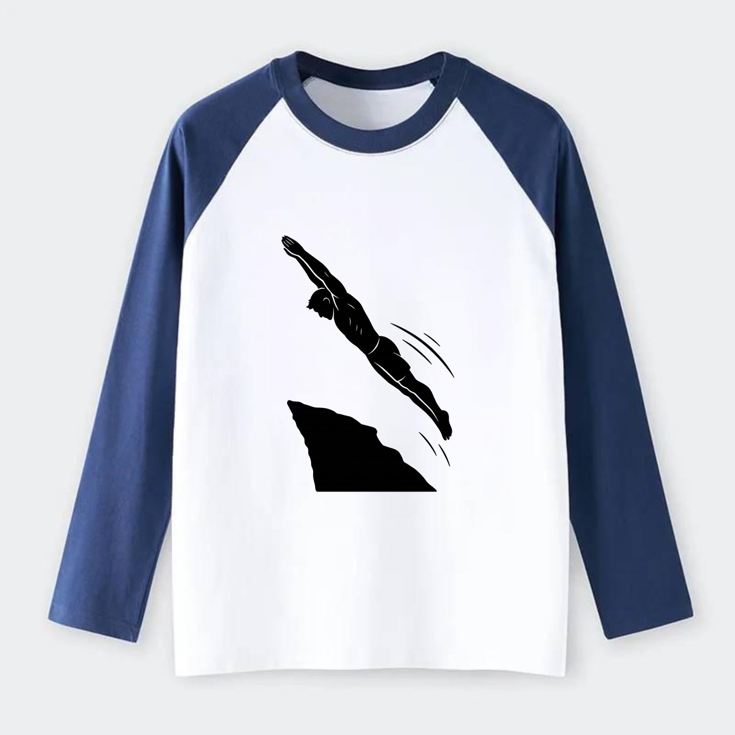 Cliff diver perfect form - Raglan Long Sleeve T-Shirt - Blue