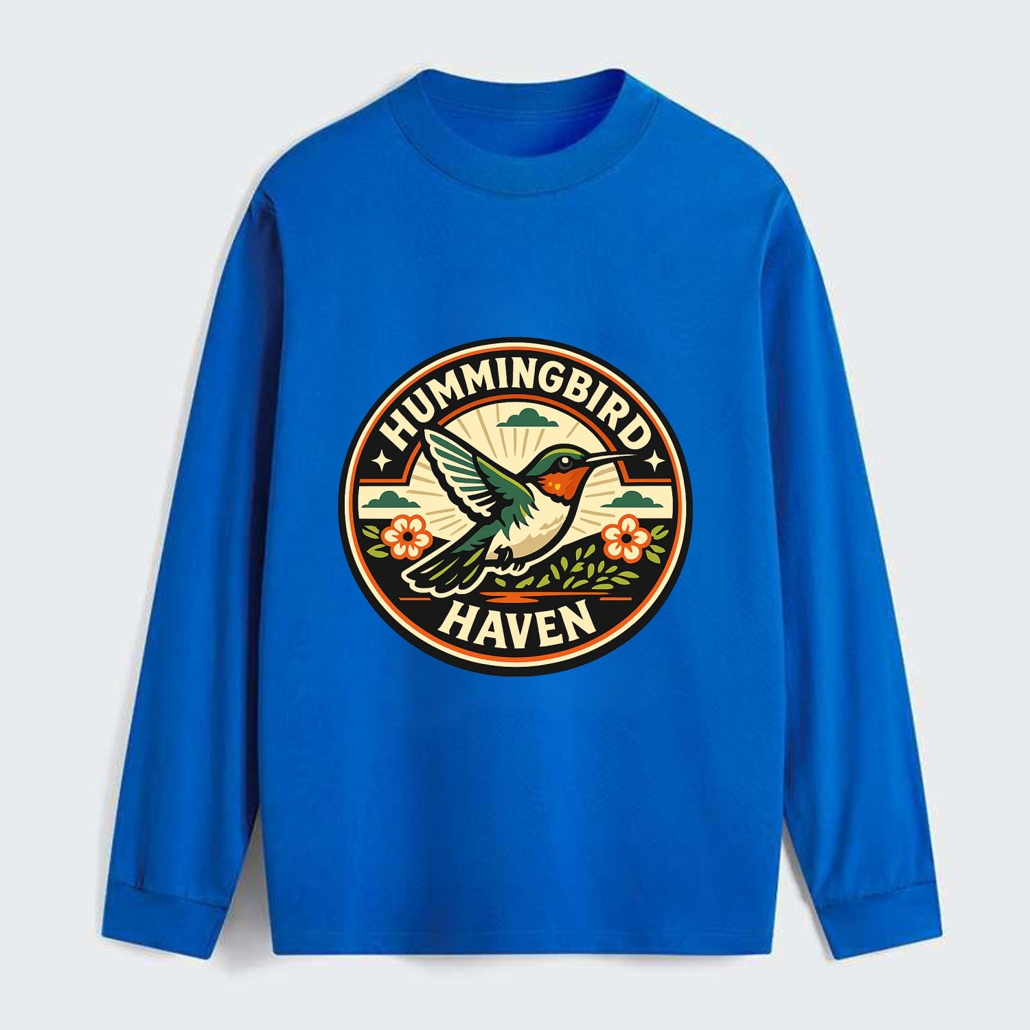 Hummingbird Sanctuary Emblem - Classic Long Sleeve Shirt - Blue