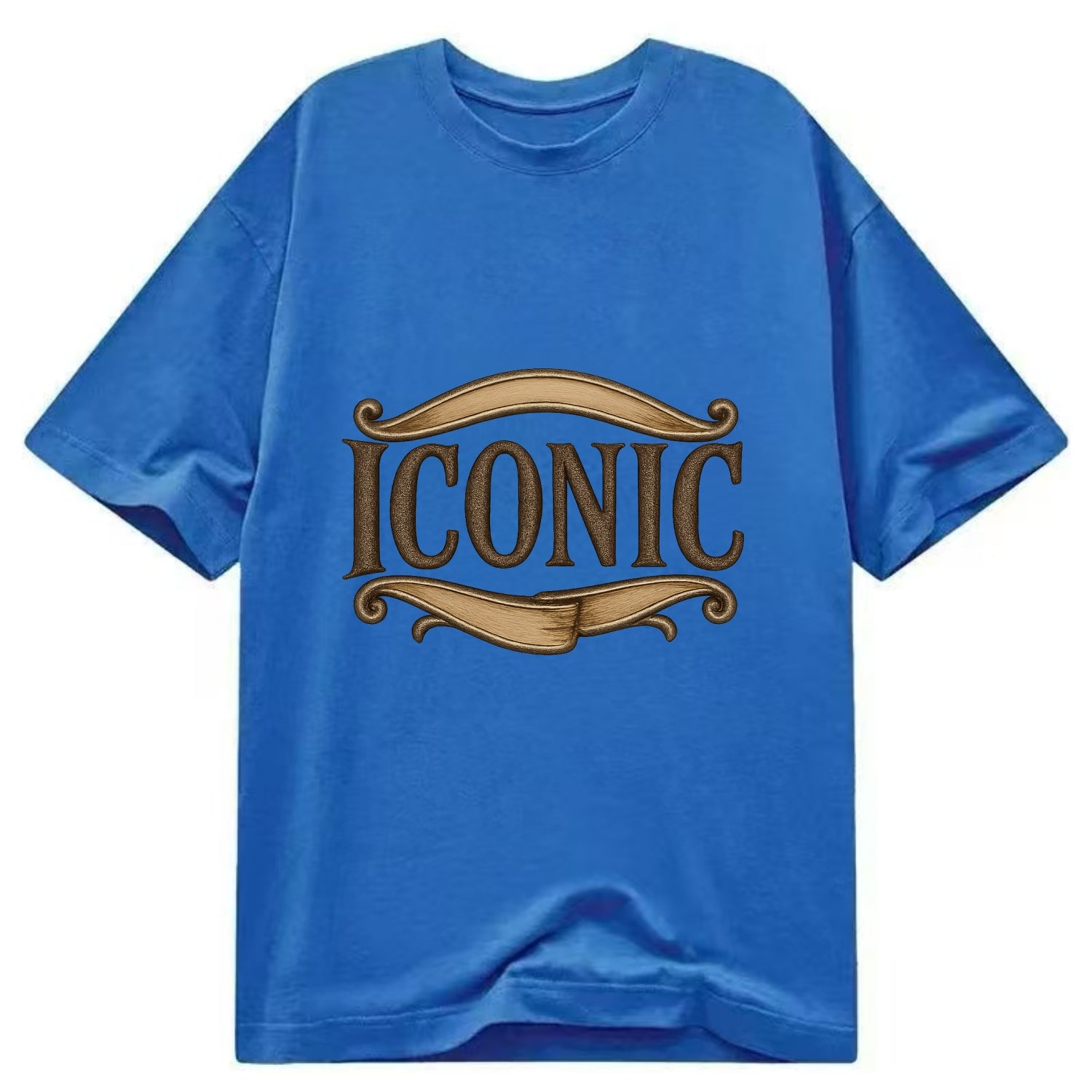 Bold typography design - "ICONIC" - instantly recognizable, trendsetter - Classic T-shirt - Blue
