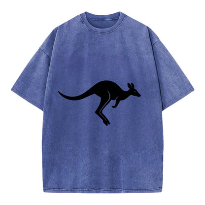 Kangaroo leaping across outback - Vintage T-shirt - Blue