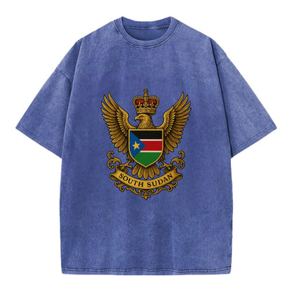South Sudan Royal Logo  - Vintage T-shirt - Blue