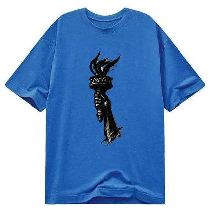Statue of Liberty torch - freedom and democracy ink painting - Classic T-shirt - Blue