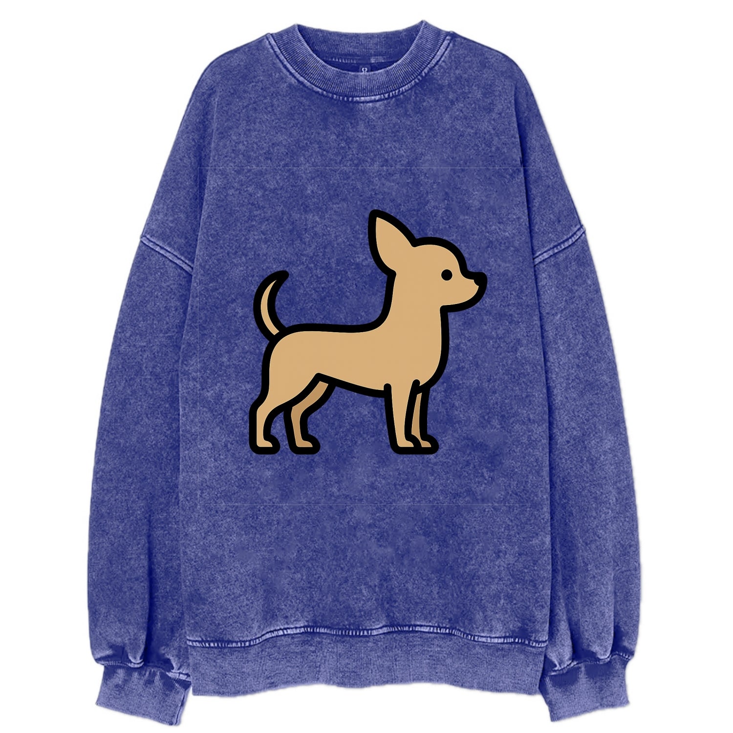 Chihuahua - Tan smooth coat flat side profile - Vintage Sweatshirt - Blue