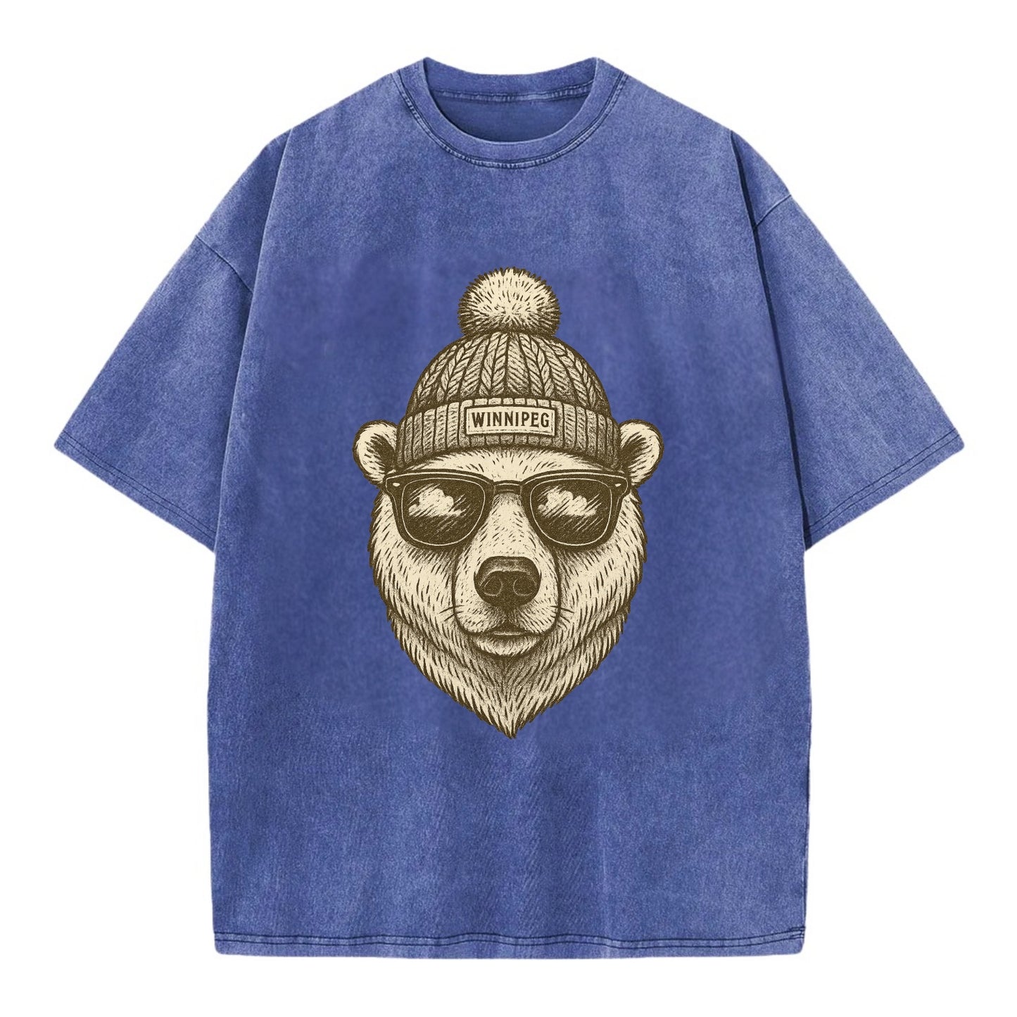Winnipeg Polar Bear wearing Winnipeg bea - Vintage T-shirt - Blue