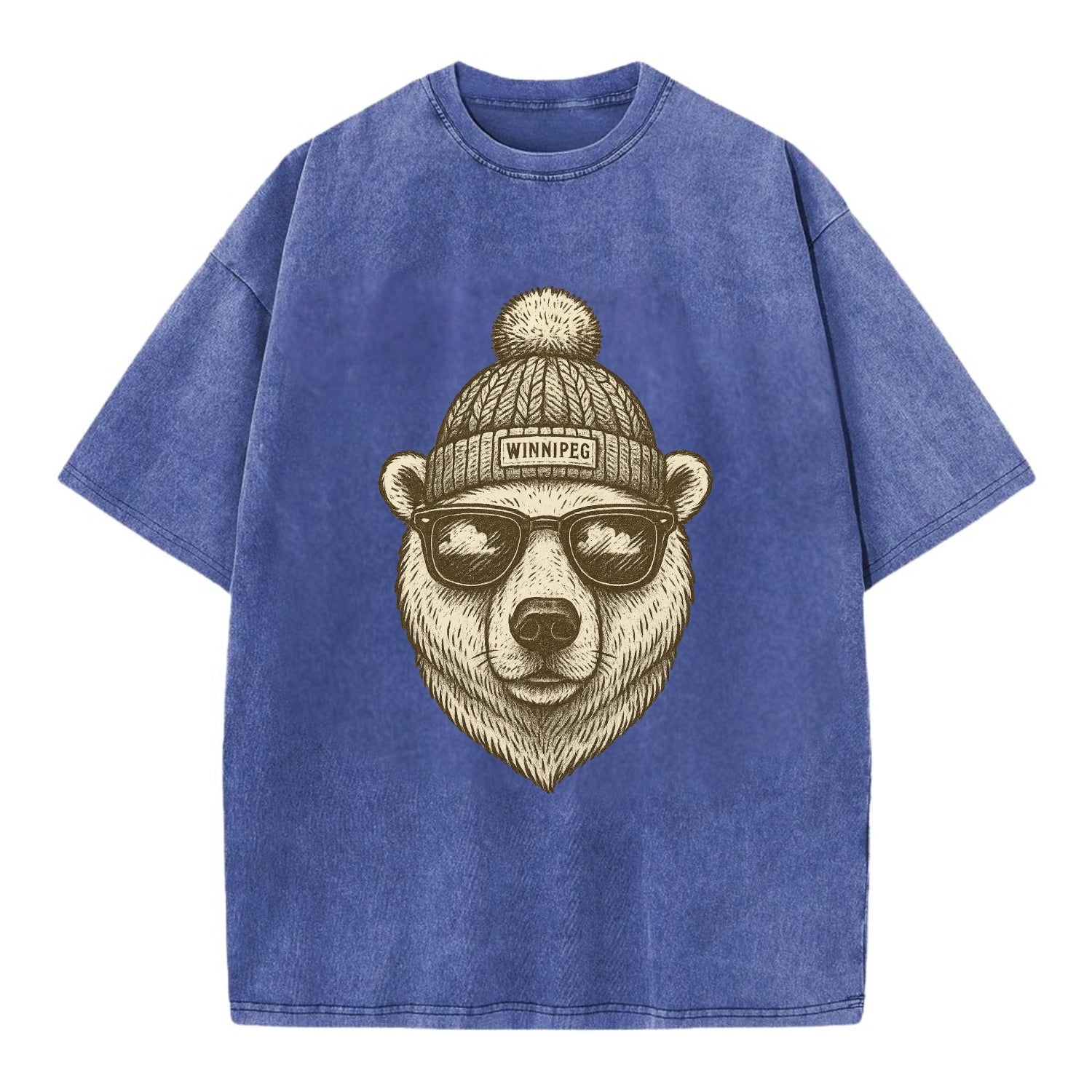 Winnipeg Polar Bear wearing Winnipeg bea - Vintage T-shirt - Blue